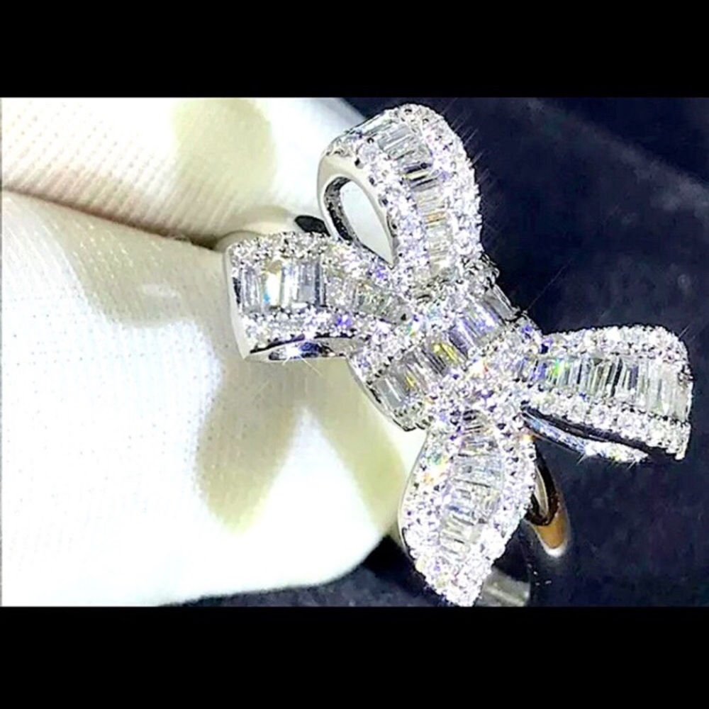 💍 New Simulated 💎 Sterling Silver Looped 💍 - Picture 4 of 5